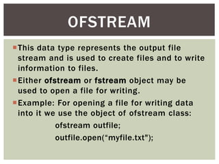 FSTREAM,ASSERT LIBRARY & CTYPE LIBRARY. | PPTX | Web Development | Internet