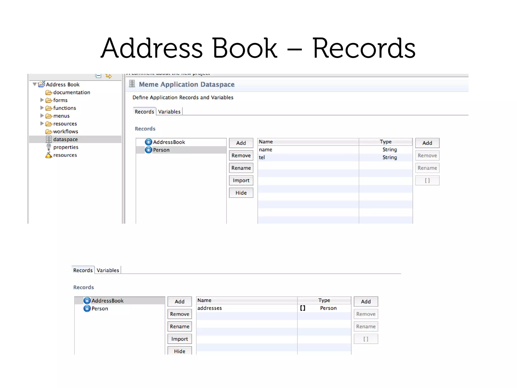 Address Book – Records
 