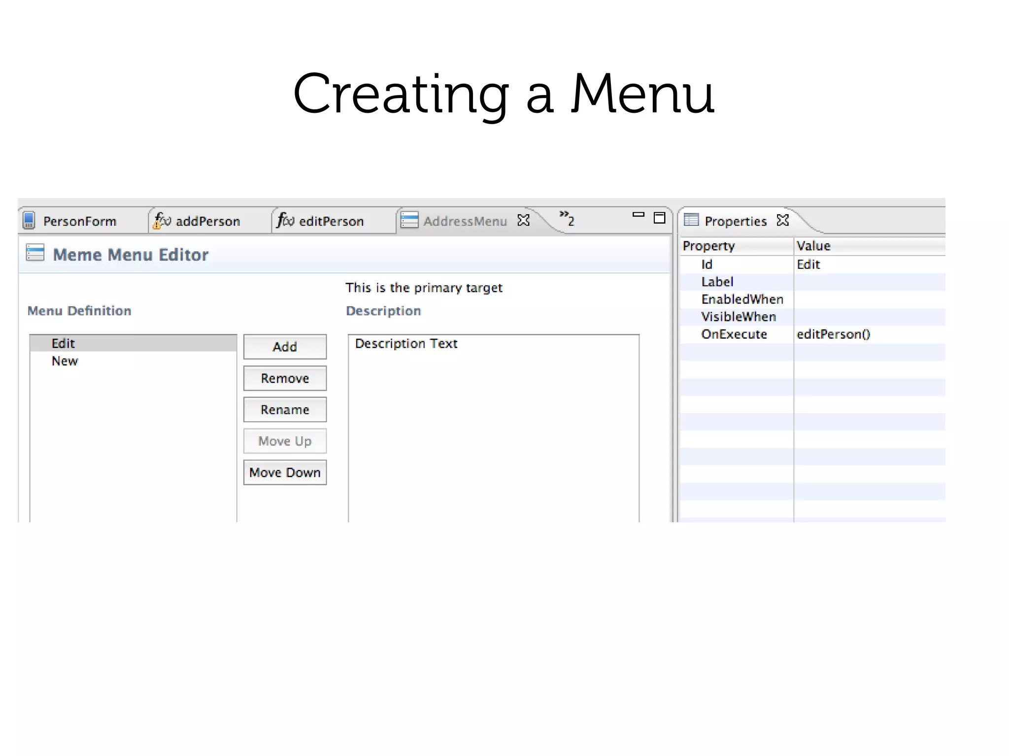 Creating a Menu
 