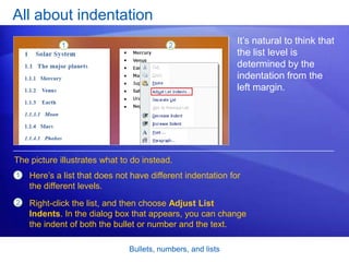 First Level Bullets 02 microsoft office word 2007 (bullets and numbering) | PPTX