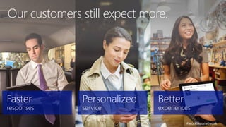 Our customers still expect more. 
Faster 
responses 
Personalized 
service 
Better 
experiences 
#worklikeanetwork 
 