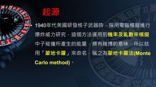 Դ
? 1940аlrXģMM
ըо@\õCʼyģM
ײaHـζԾ
áɵؿ_Q֮ɵؿ_(Monte
Carlo method)
 
