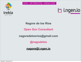 Nagore de los Ríos
Open Gov Consultant
nagoredelosrios@gmail.com
@nagodelos
nagore@i.ngen.io

miércoles, 10 de julio de 13

 