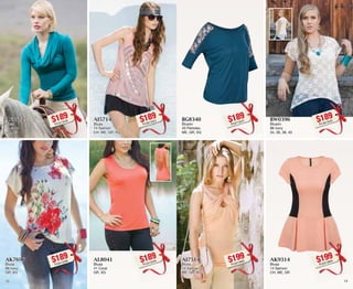 AF5572 
Blusa 
72 Jade 
GR, XG 
$189PC2213248 
BG8340 
Blusón 
40 Petroleo 
ME, GR, XG 
$189PC6713247 
AK7696 
Blusa 
96 Ivory 
GR, XG 
$189PC9413298 
AI7514 
Blusa 
14 Salmon 
ME, GR, XG 
$199PC3013960 
AI5714 
Blusa 
14 Salmon 
CH, ME, GR, XG 
$189PC0613253 
BW0396 
Blusón 
96 Ivory 
34, 36, 38, 40 
$189PC4813252 
AL8041 
Blusa 
41 Coral 
GR, XG 
$189PC4213248 
AK9314 
Blusa 
14 Salmon 
CH, ME, GR 
$199PC0313909 
18 19 
 