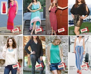 VC4728 
Vestido 
28 Fiusha 
CH, ME, GR 
$399PC8127992 
VC5648 
Vestido 
48 Coral Profundo 
CH, GR 
$409PC1128681 
GF6801 
Sueter 
01 Blanco 
UT, GR 
$409PC7828669 
GG3715 
Sueter 
15 Arena 
UT, GR 
$419PC3329347 
VC6024 
Vestido 
24 Verde menta 
ME, GR 
$399PC3027912 
VF0210 
Vestido 
10 Negro 
36, 38, 40 
$409PC7628655 
HF2310 
Saco 
10 Negro 
32, 34, 36, 38, 40 
$409PC5128652 
SD0688 
Palazzo 
88 Verde agua 
CH, XG 
$419PC5029343 
46 47 
 