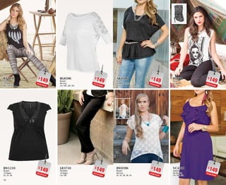 1918
$149PC3410439
RT5210
Malla
10 Negro
ME, GR, XG
$149PC7810476
BW1210
Blusón
10 Negro
32, 34, 36
$149PC0910468
AK4346
Blusa
46 Negro Jaspe
CH, GR
$149PC9510455
BW0396
Blusón
96 Ivory
32, 34, 36, 38, 40
$149PC7510439
BG8396
Blusón
96 Ivory
CH, ME, GR, XG
$149PC7410463
LR3710
Pantalón
10 Negro
CH, ME
$149PC6210456
BI2301
Blusón
01 Blanco
ME, GR
$149PC3910440
VC4358
Vestido
58 Morado
CH, ME, GR
 