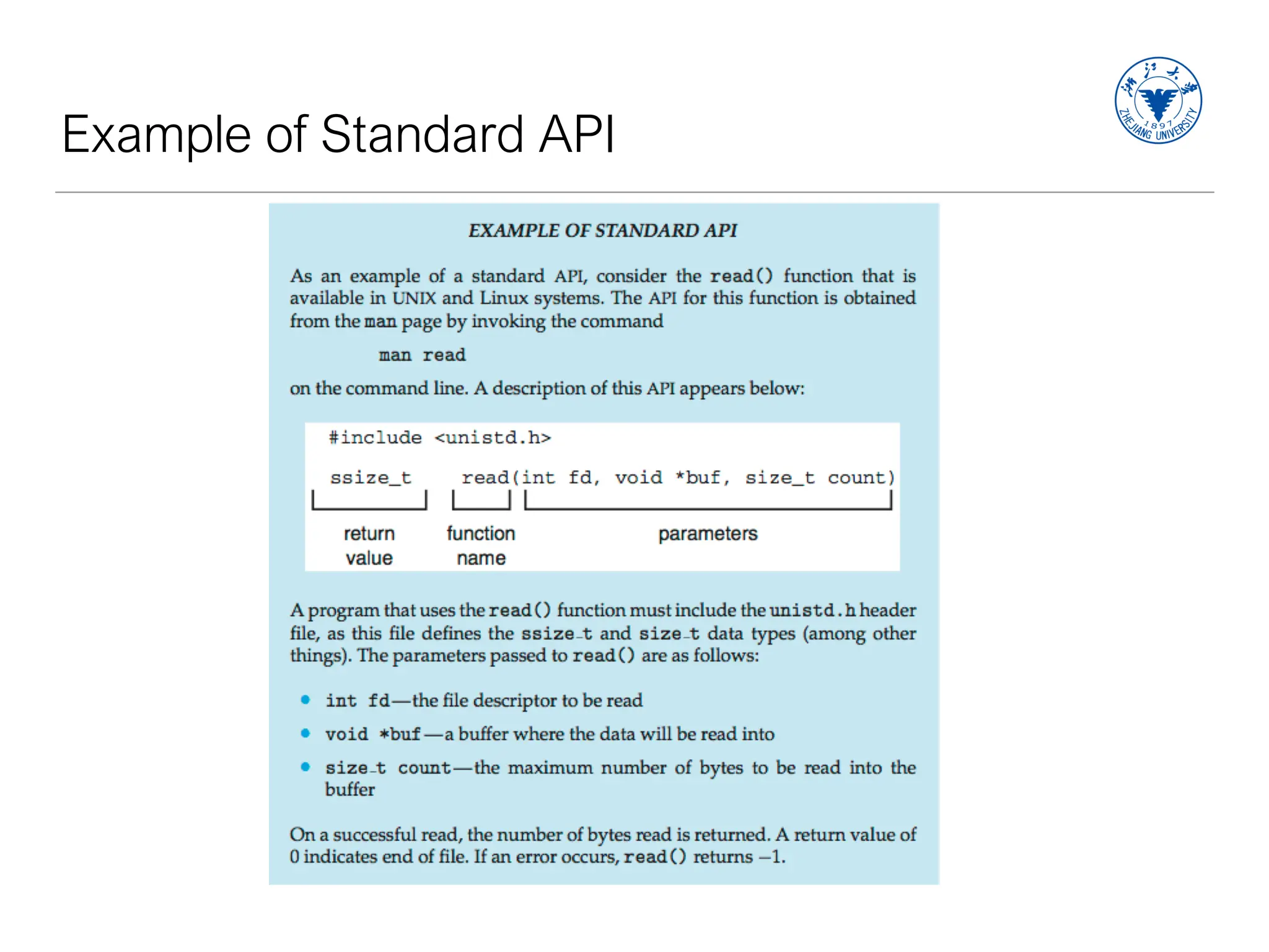 Example of Standard API
 