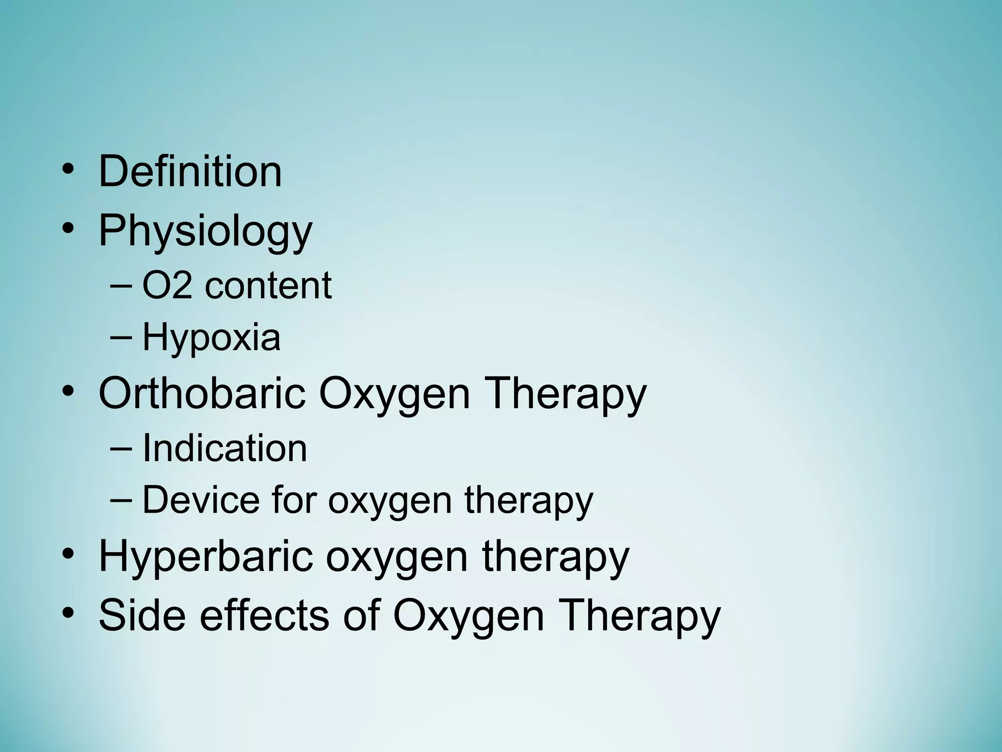 Oxygen Therapy