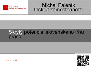 Michal Páleník
Inštitút zamestnanosti

Skrytý potenciál slovenského trhu
práce

www.iz.sk

 