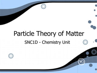 Particle Theory of Matter SNC1D - Chemistry Unit 