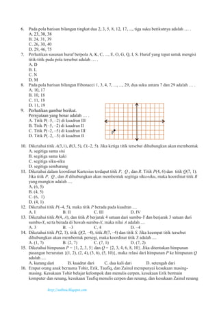 Soal Latihan Matematika Penilaian Akhir Semester Kelas VIII