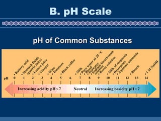 B. pH Scale pH of Common Substances