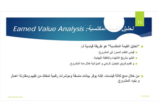 ?????????? ???????? ???????
:
Earned Value Analysis
?

?????????? ???????? ???????
"
???? ???????? ??????? ????
:
?
?????????? ???? ???????? ???????? ??????
?
??????????? ?????????? ????????? ???????? ????????
?
????????? ????? ????? ??????????? ??? ???????? ???????? ?????? ??????? ???
.
?
????? ??????? ???? ??????? ??????? ????????? ??????? ???????? ?????? ?????? ????????? ?????? ????? ????? ????
??????? ??????
????????? ?????? ???
.
12/29/2016
Eng.Ahmed Said
16
 
