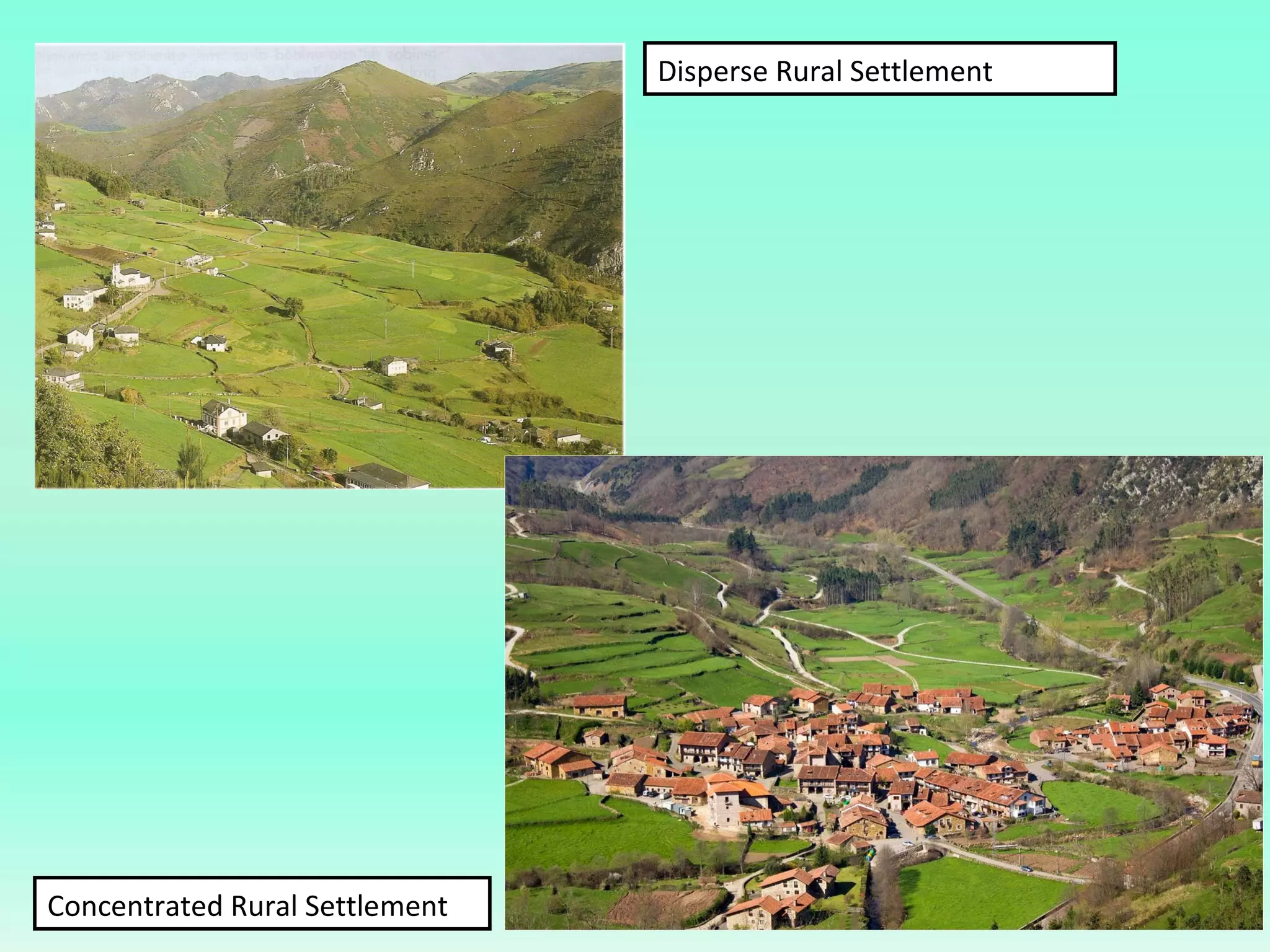 Concentrated Rural Settlement
Disperse Rural Settlement