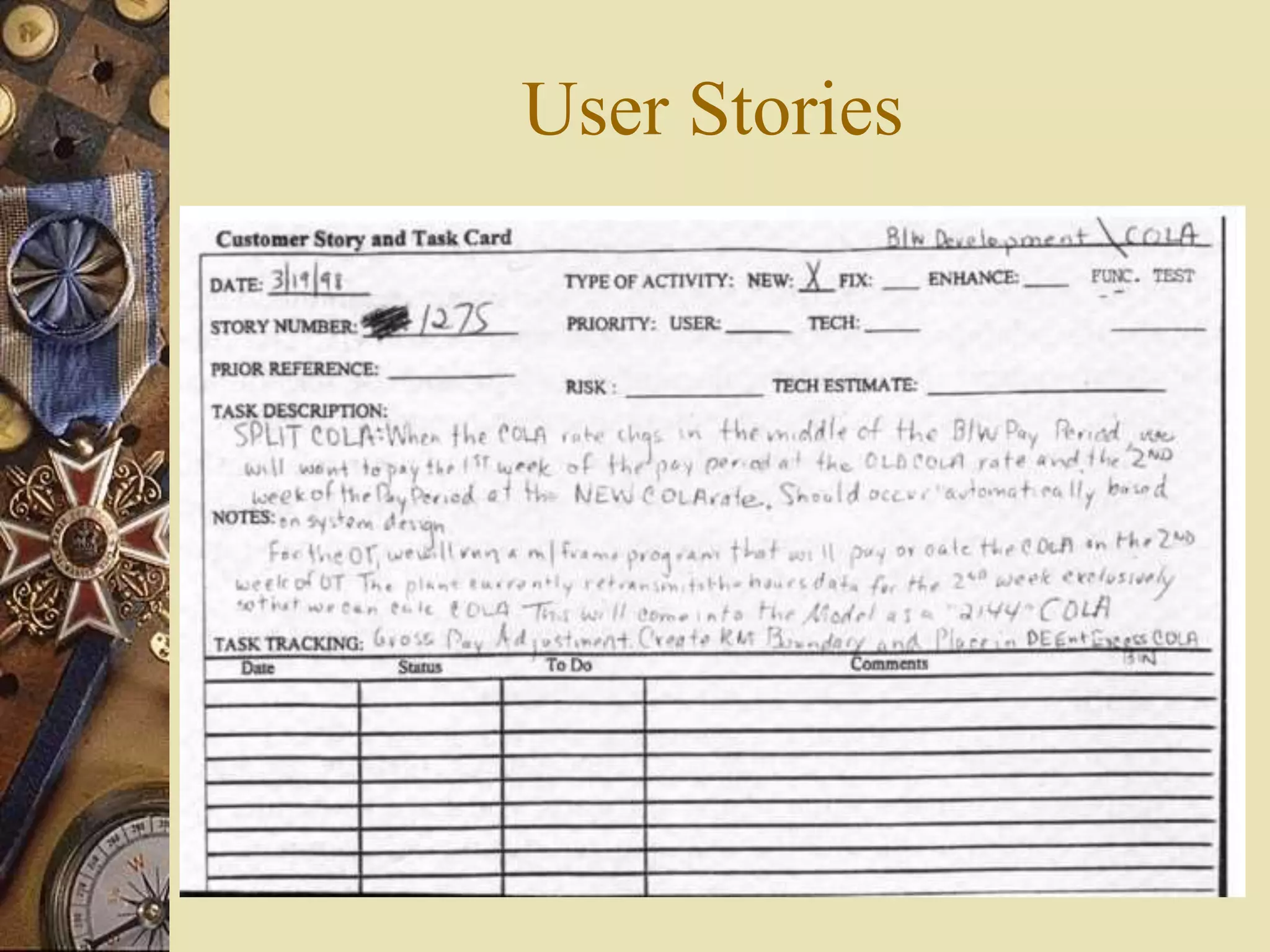 User Stories
 