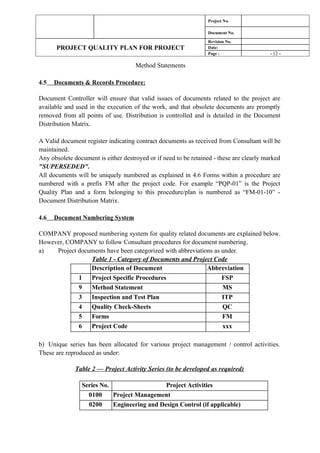 Project Safety Quality Plan For Safety00 | PDF