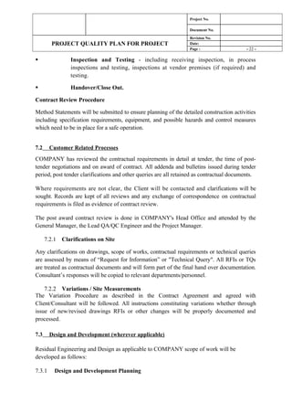 Project Safety Quality Plan For Safety00 | PDF