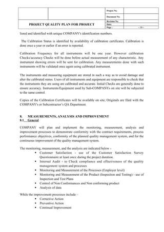Project Safety Quality Plan For Safety00 | PDF