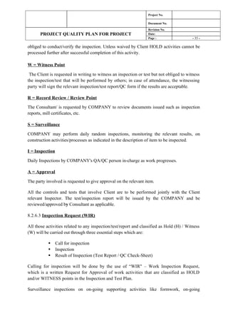 Project Safety Quality Plan For Safety00 | PDF