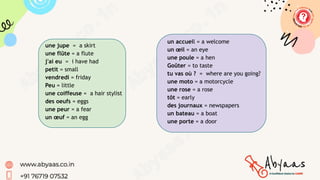 un accueil = a welcome
un œil = an eye
une poule = a hen
Goûter = to taste
tu vas où ? = where are you going?
une moto = a motorcycle
une rose = a rose
tôt = early
des journaux = newspapers
un bateau = a boat
une porte = a door
une jupe = a skirt
une flûte = a flute
j'ai eu = i have had
petit = small
vendredi = friday
Peu = little
une coiffeuse = a hair stylist
des oeufs = eggs
une peur = a fear
un œuf = an egg
For Audio of these words click the below link
https://youtu.be/lyCW0K1vnGk?feature=shared
 