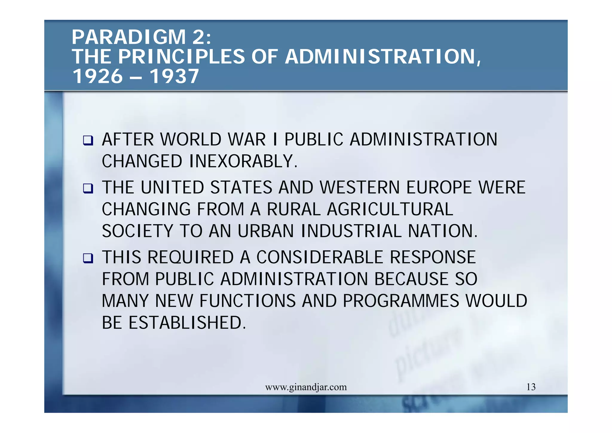 PUBLIC ADMINISTRATION AS A DEVELOPING DISCIPLINE