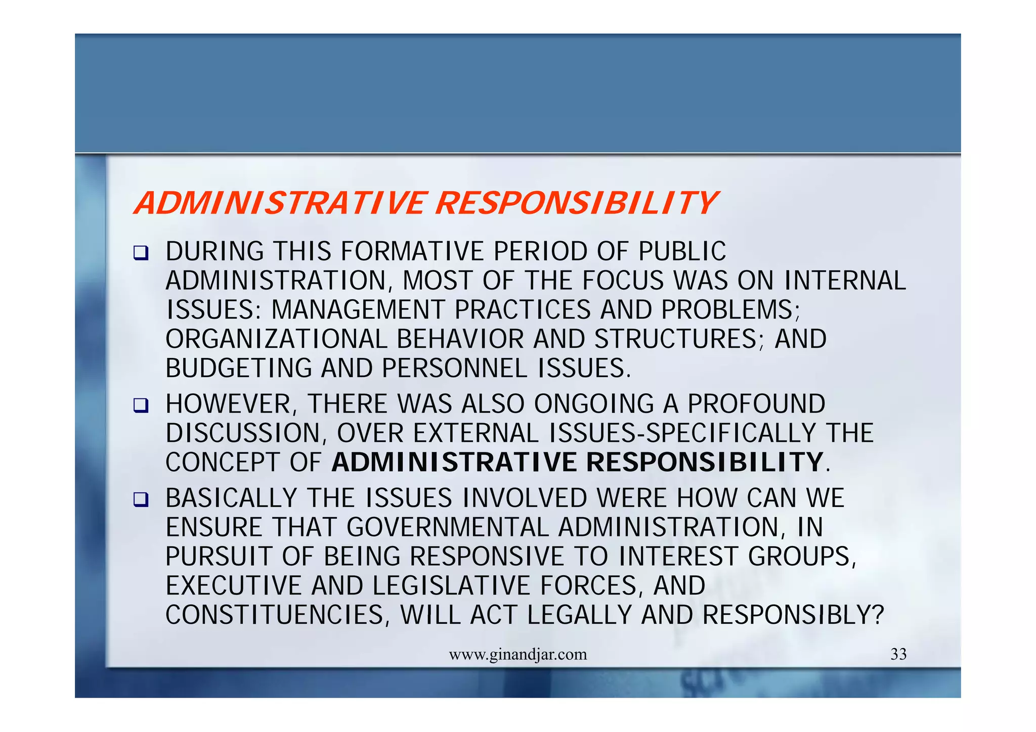 PUBLIC ADMINISTRATION AS A DEVELOPING DISCIPLINE