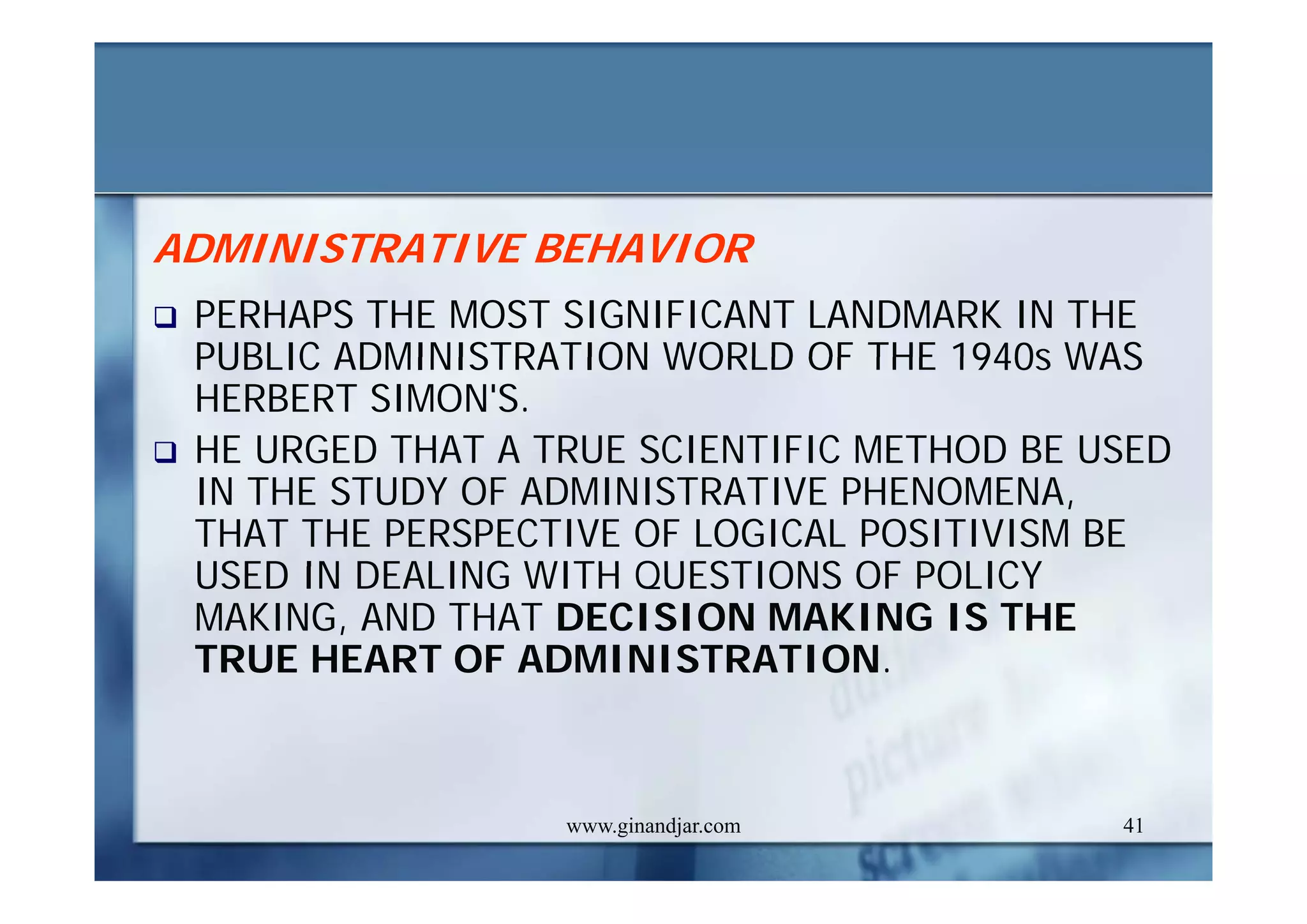 PUBLIC ADMINISTRATION AS A DEVELOPING DISCIPLINE