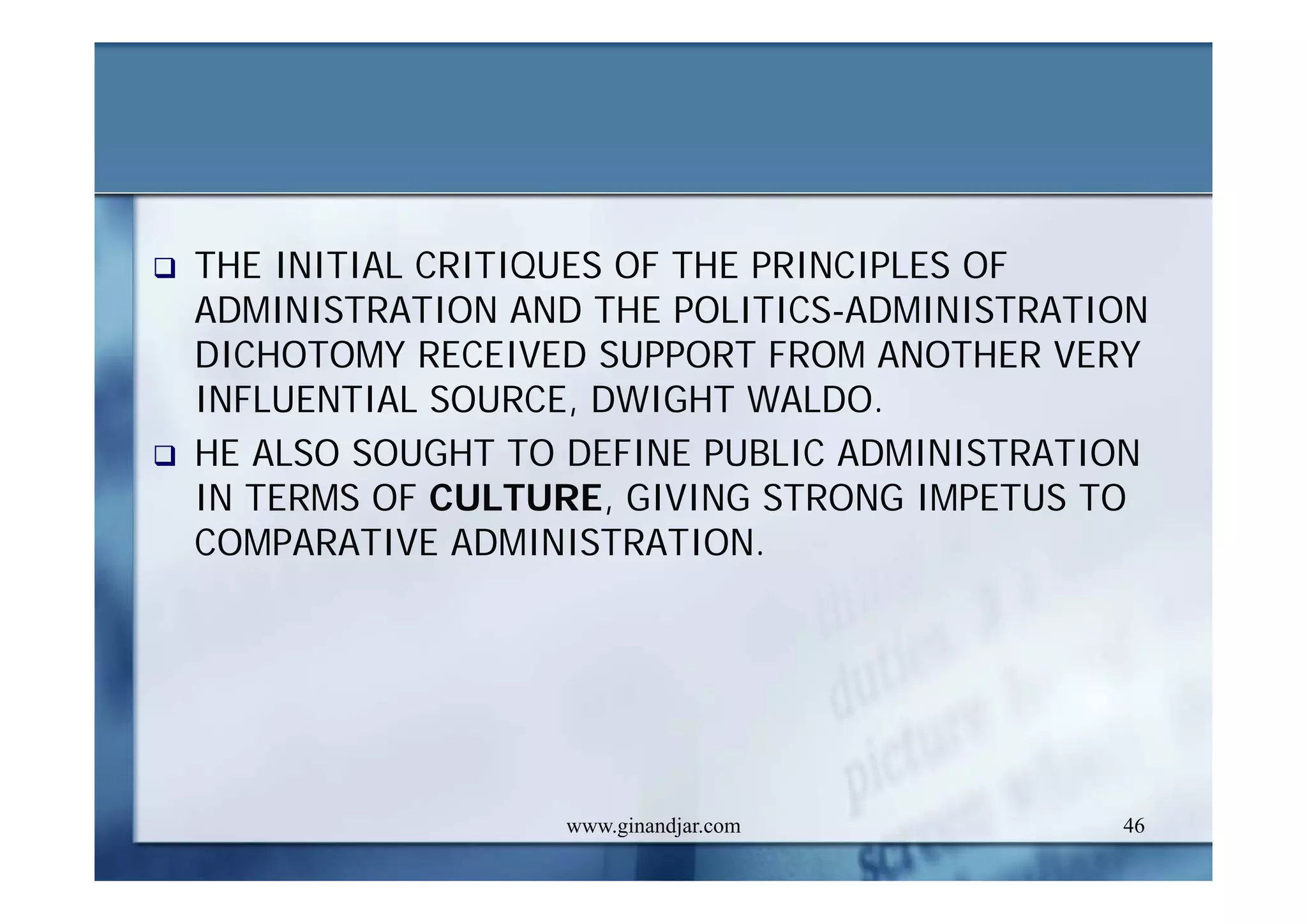 PUBLIC ADMINISTRATION AS A DEVELOPING DISCIPLINE