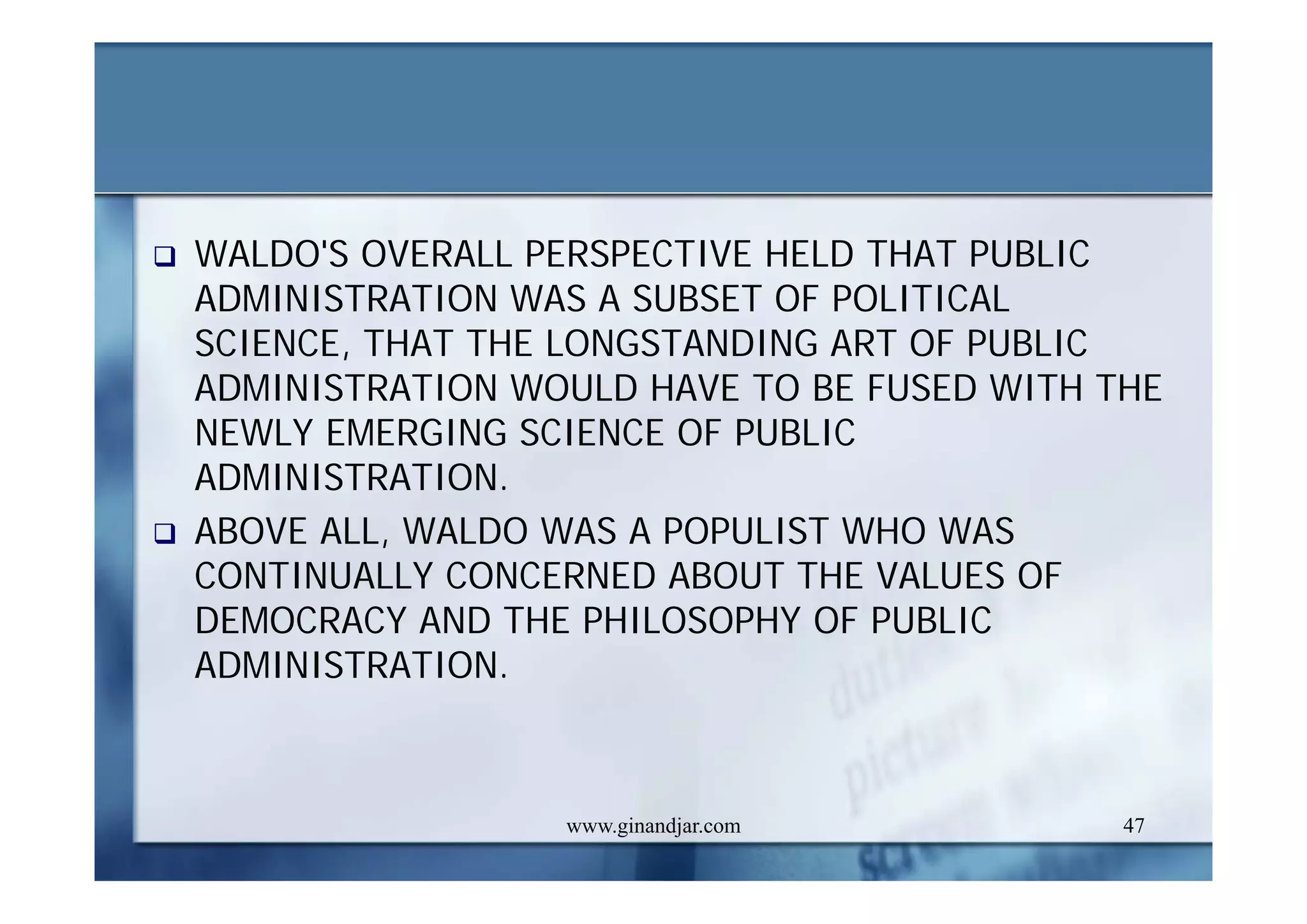 PUBLIC ADMINISTRATION AS A DEVELOPING DISCIPLINE