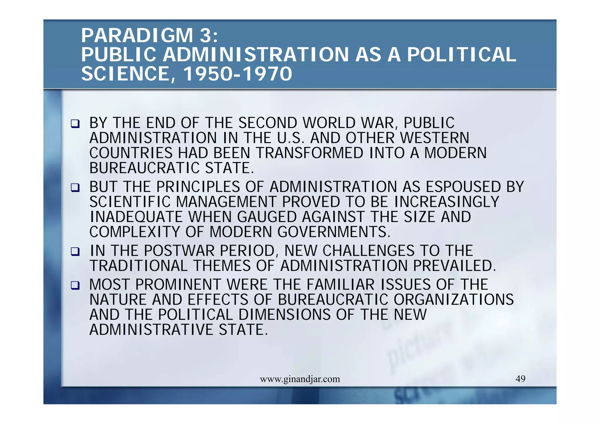 PUBLIC ADMINISTRATION AS A DEVELOPING DISCIPLINE