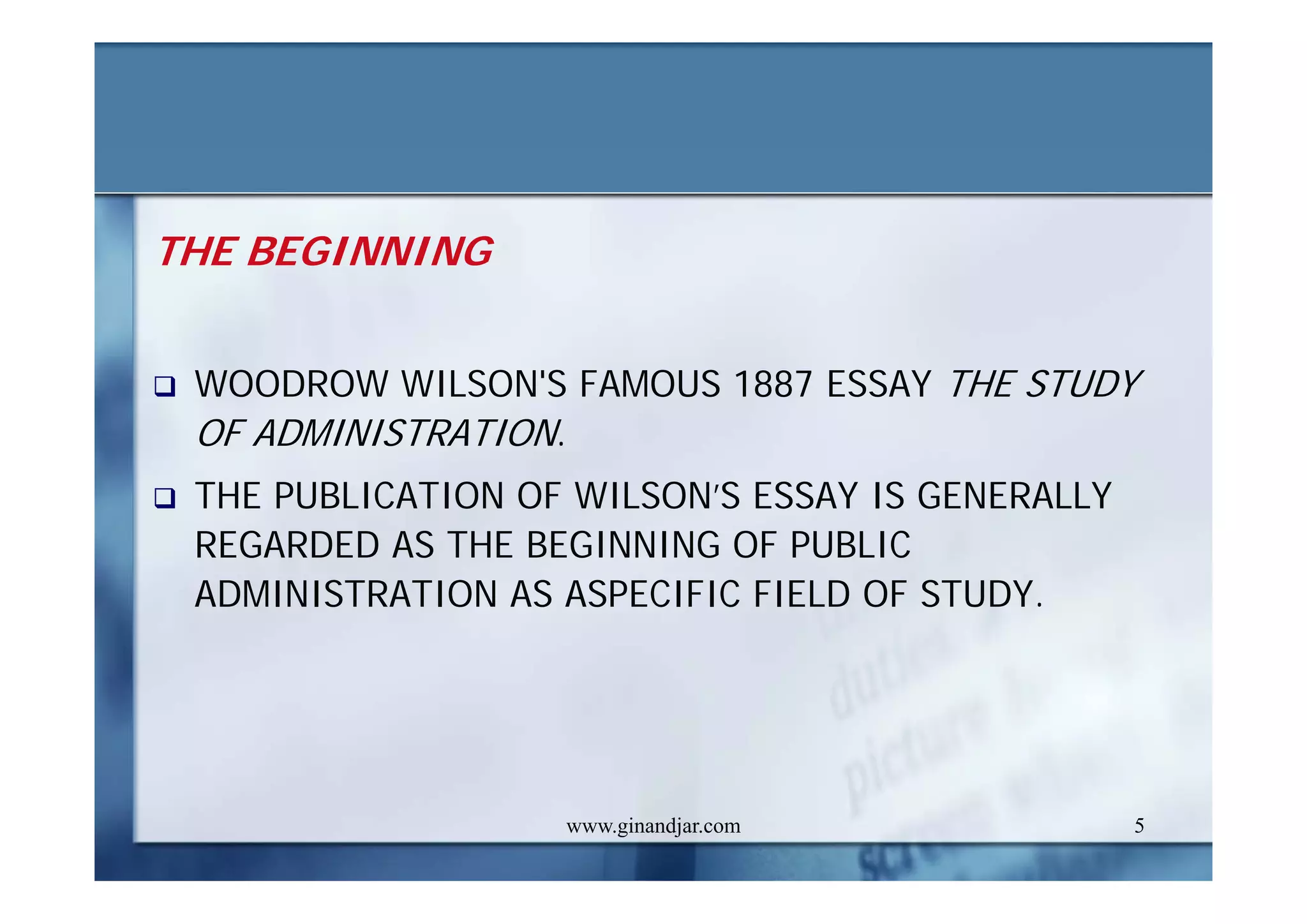 PUBLIC ADMINISTRATION AS A DEVELOPING DISCIPLINE