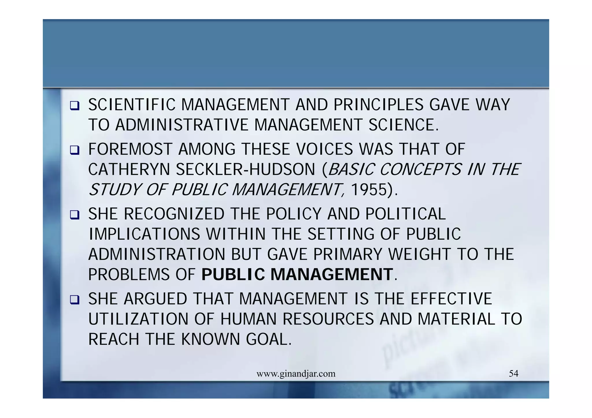 PUBLIC ADMINISTRATION AS A DEVELOPING DISCIPLINE