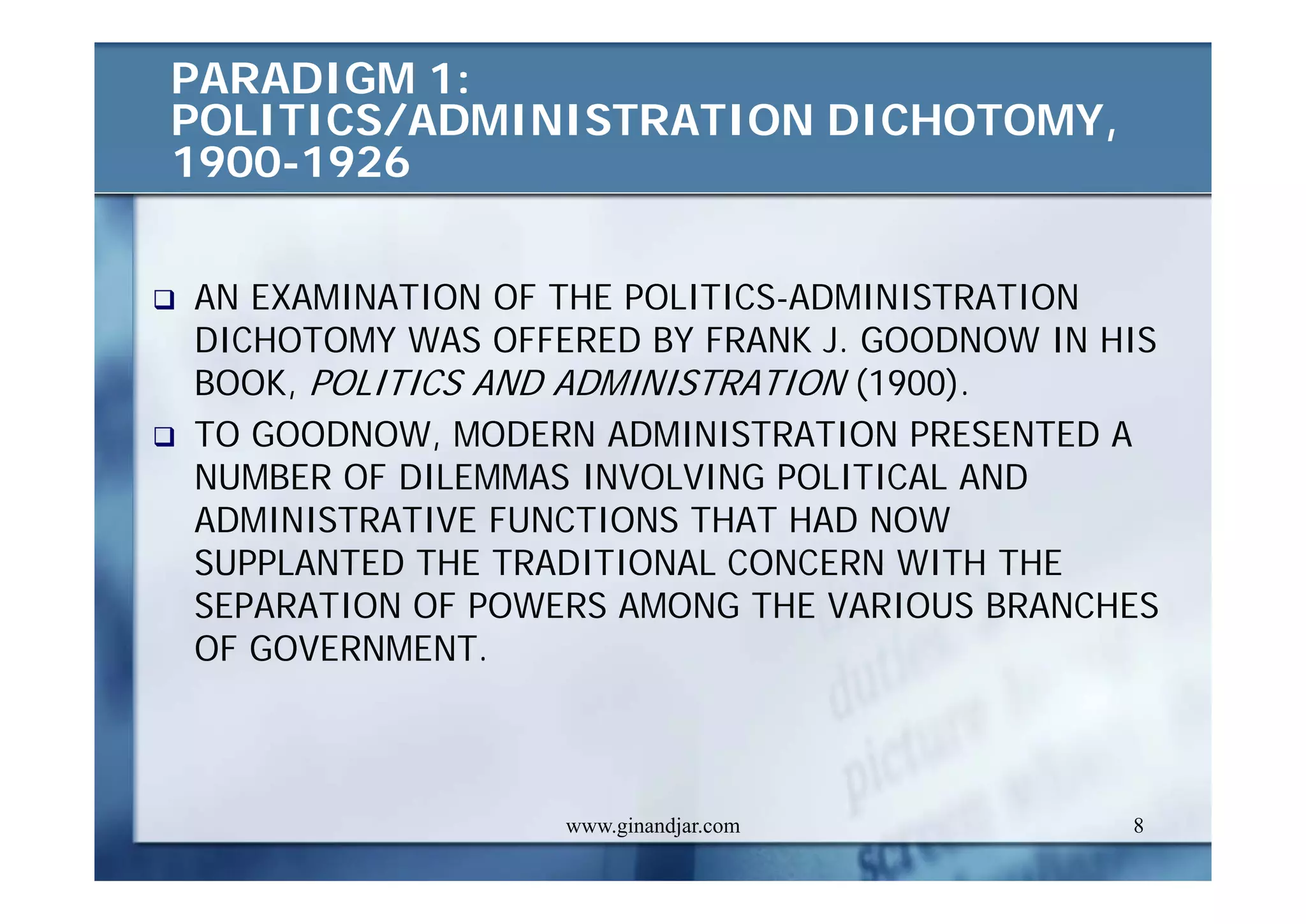 PUBLIC ADMINISTRATION AS A DEVELOPING DISCIPLINE