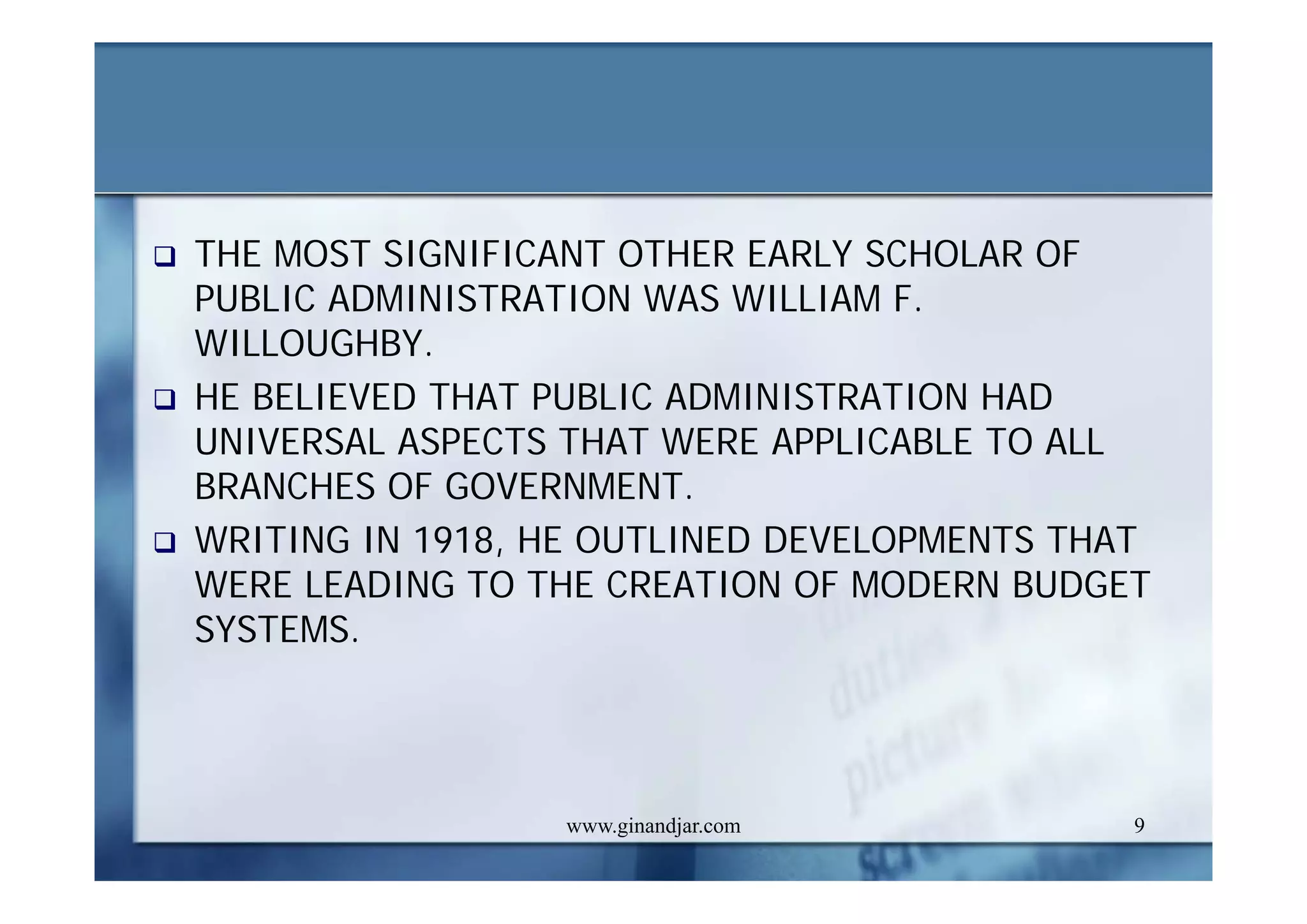 PUBLIC ADMINISTRATION AS A DEVELOPING DISCIPLINE