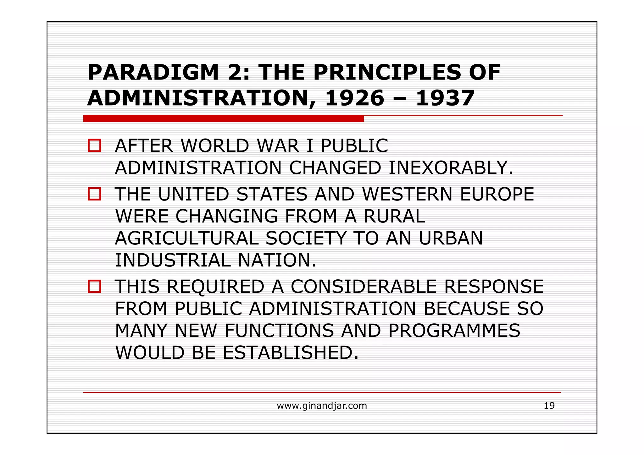 PUBLIC ADMINISTRATION AS A DEVELOPING DISCIPLINE