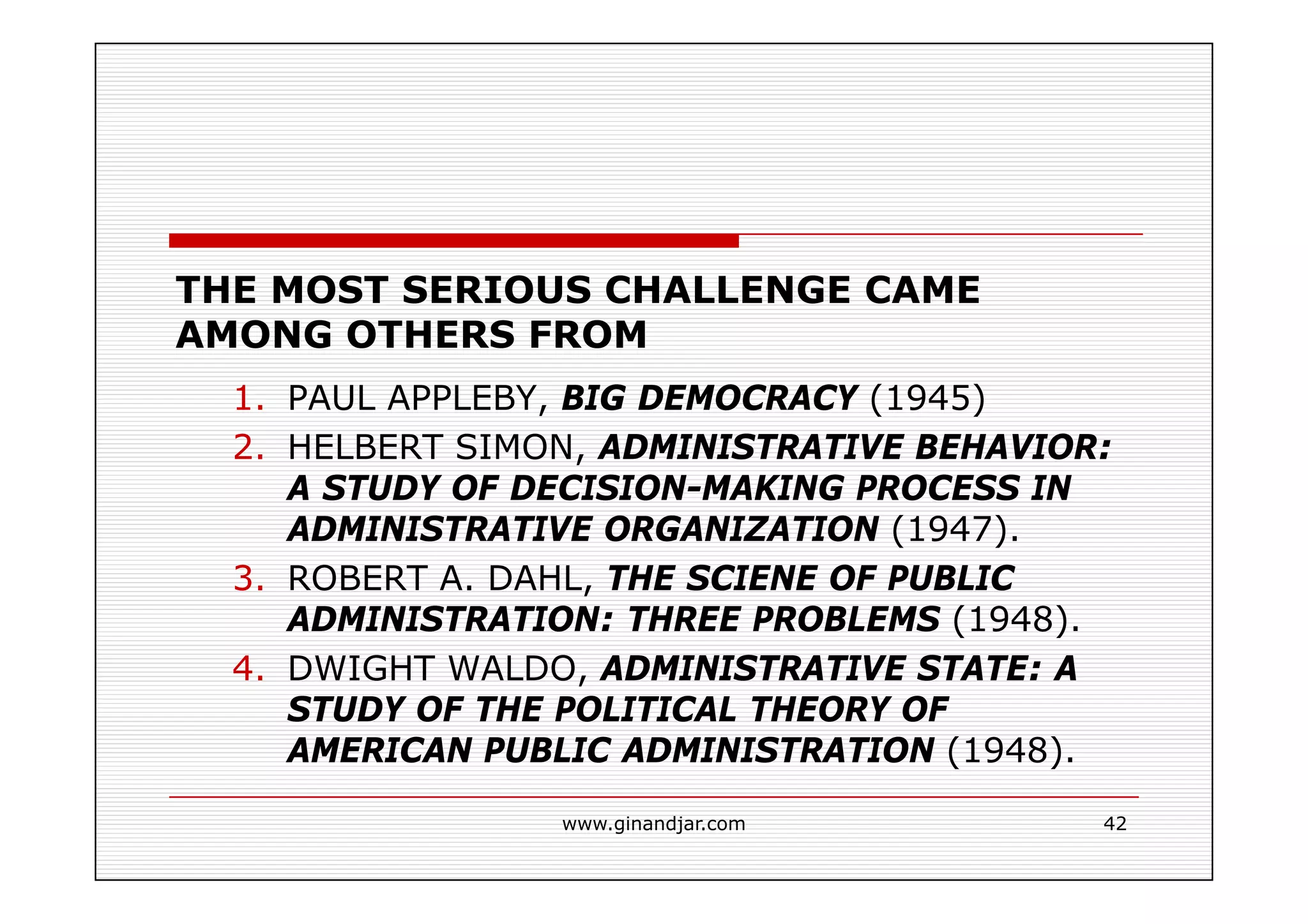 PUBLIC ADMINISTRATION AS A DEVELOPING DISCIPLINE