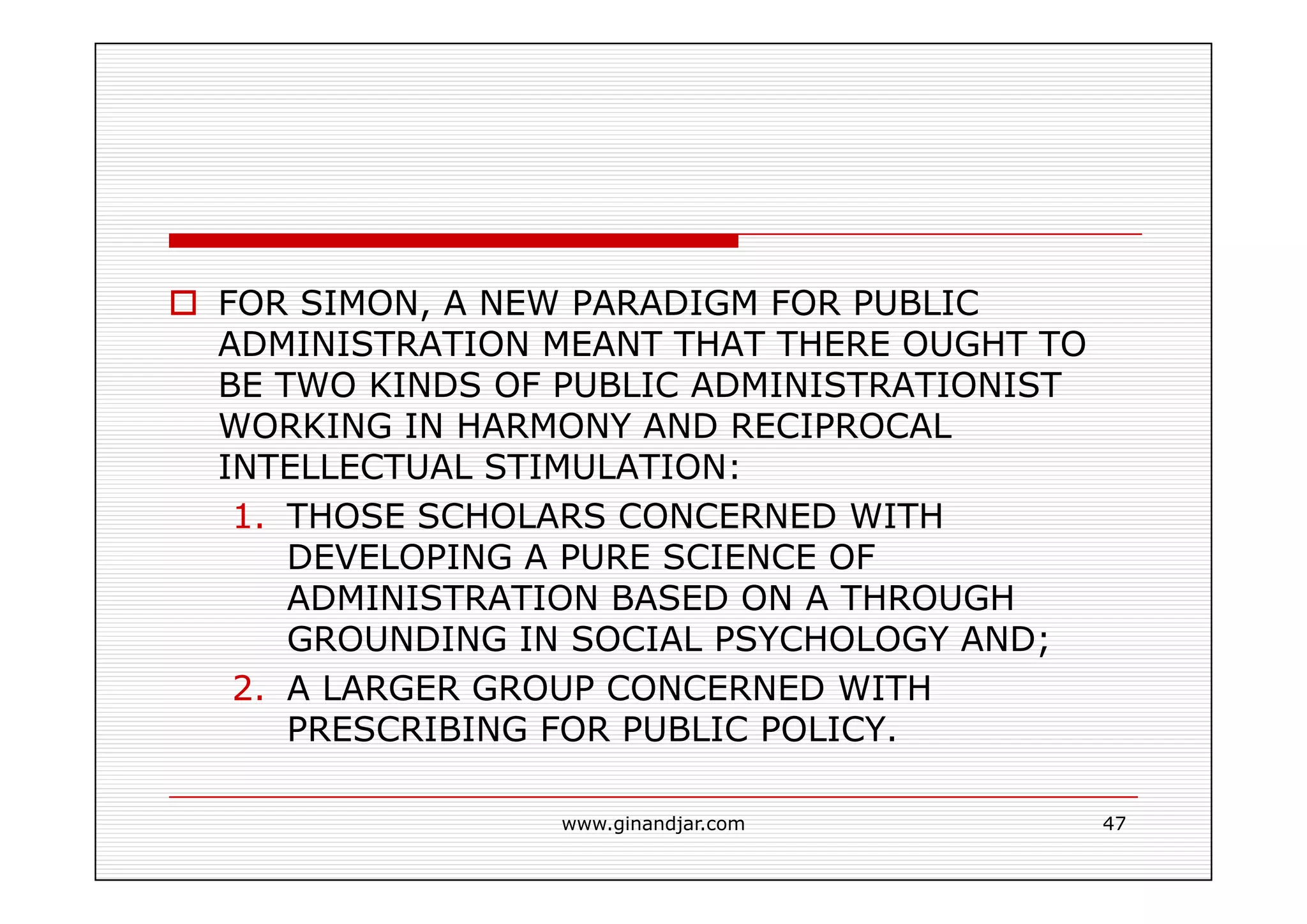 PUBLIC ADMINISTRATION AS A DEVELOPING DISCIPLINE