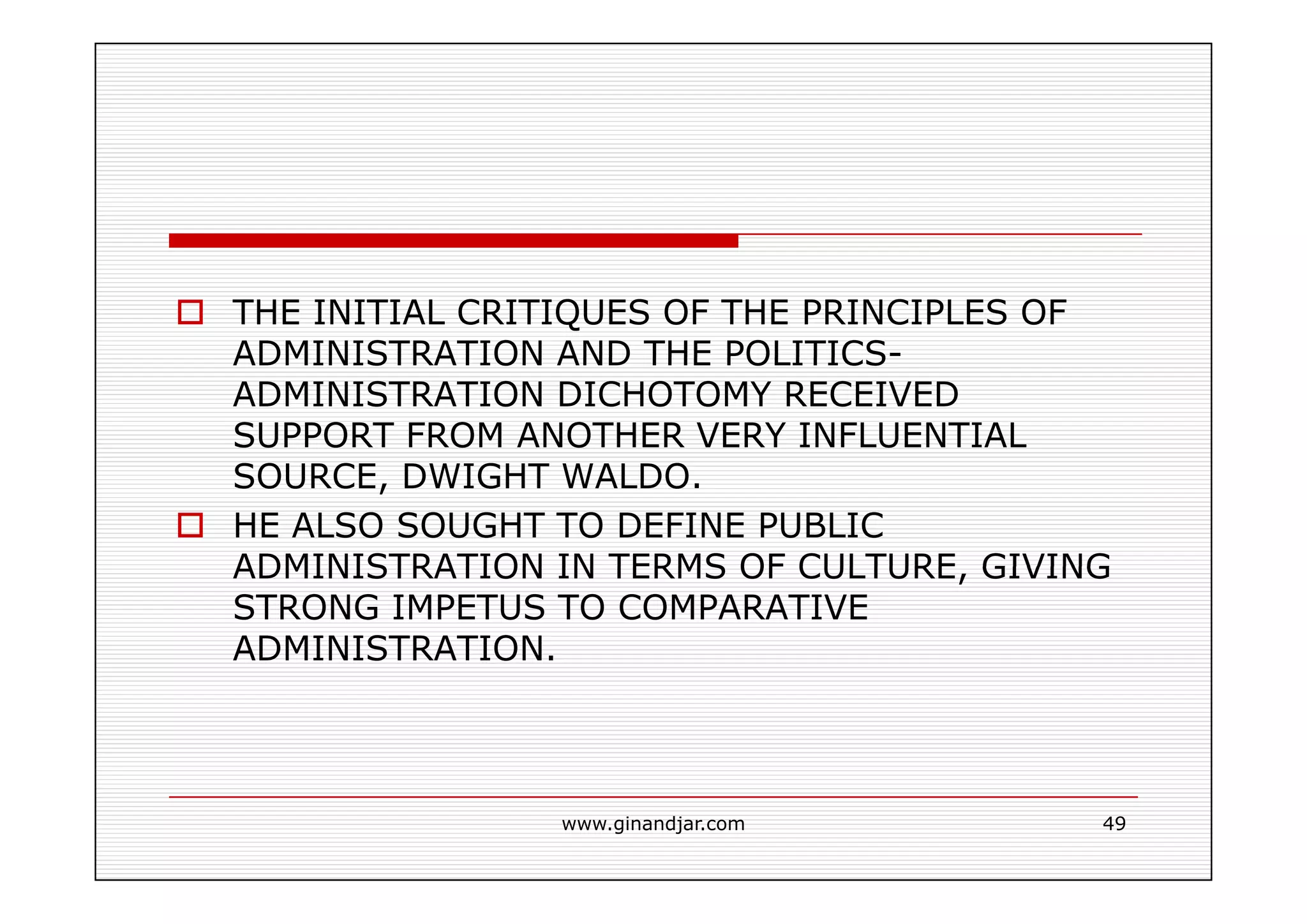 PUBLIC ADMINISTRATION AS A DEVELOPING DISCIPLINE