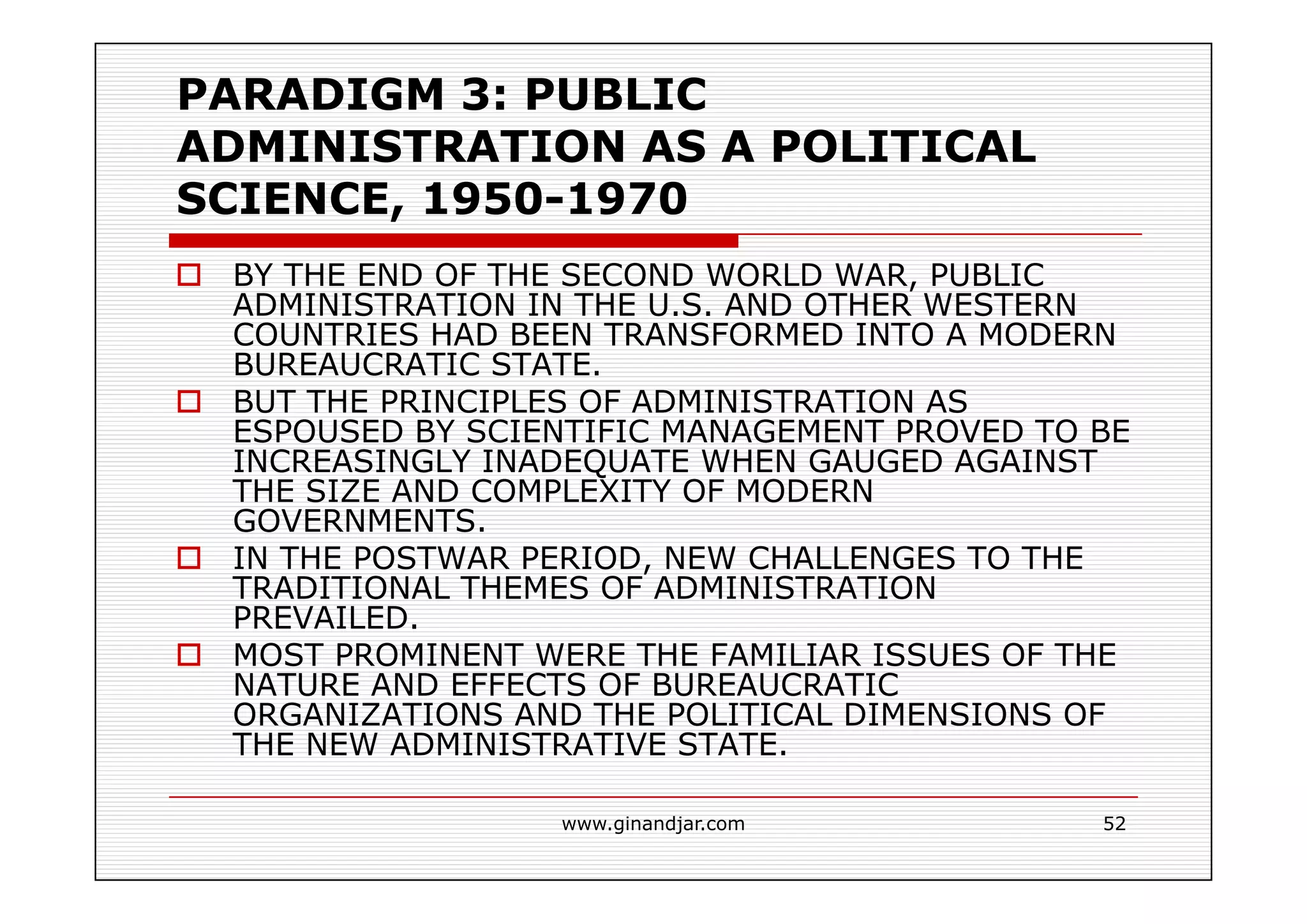 PUBLIC ADMINISTRATION AS A DEVELOPING DISCIPLINE