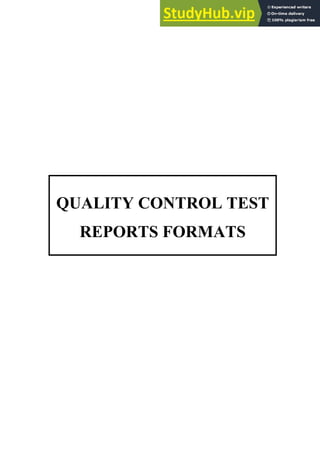 QUALITY CONTROL TEST
REPORTS FORMATS
 