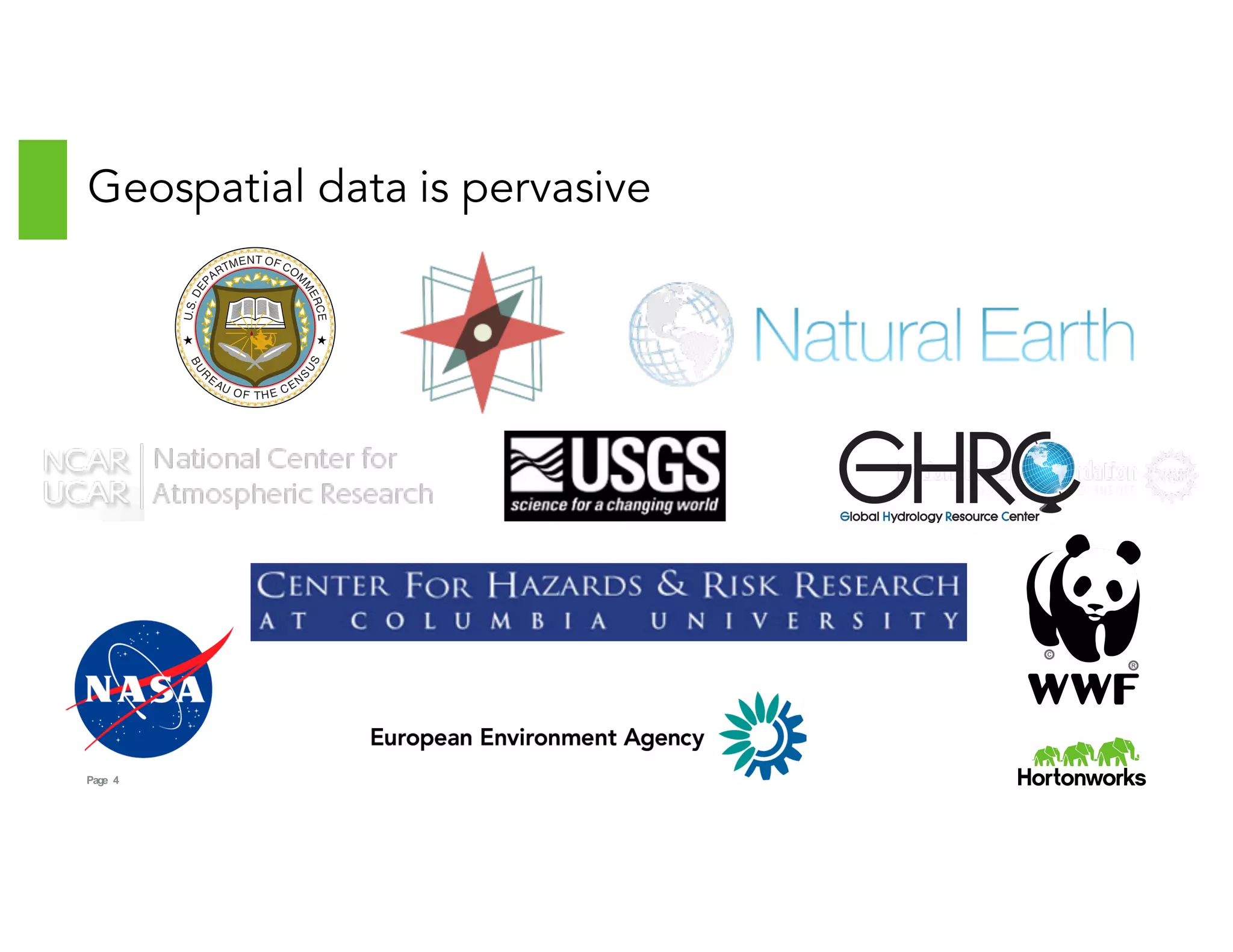 Page 4
Geospatial data is pervasive
 