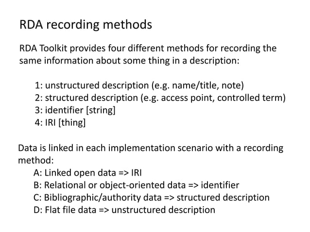 RDA methods, scenarios, tools - Gordon Dunsire | PPT