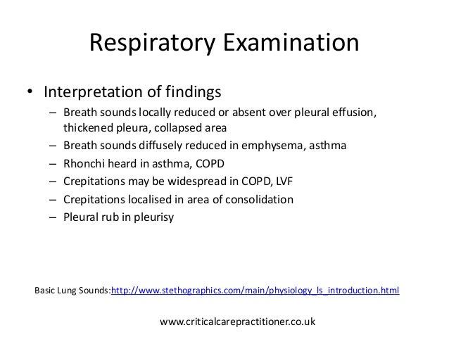 Structured examination of the Respiratory System