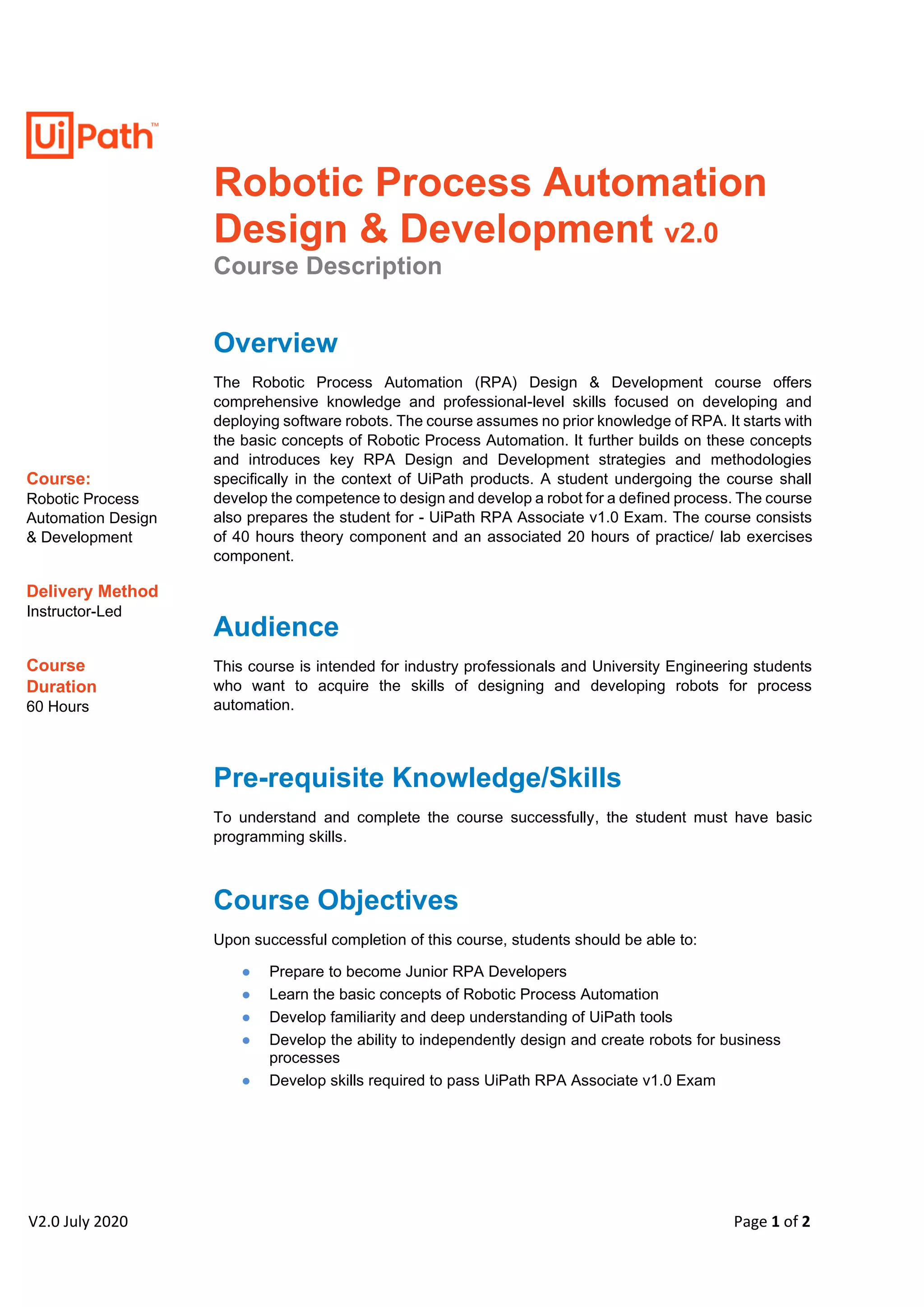 RPA Design and Development ( RPADD ) v2.0 | PDF