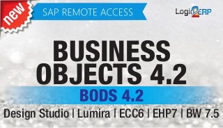 Design Studio | Lumira | ECC6 | EHP7 | BW 7.5
BUSINESS
OBJECTS 4.2
 