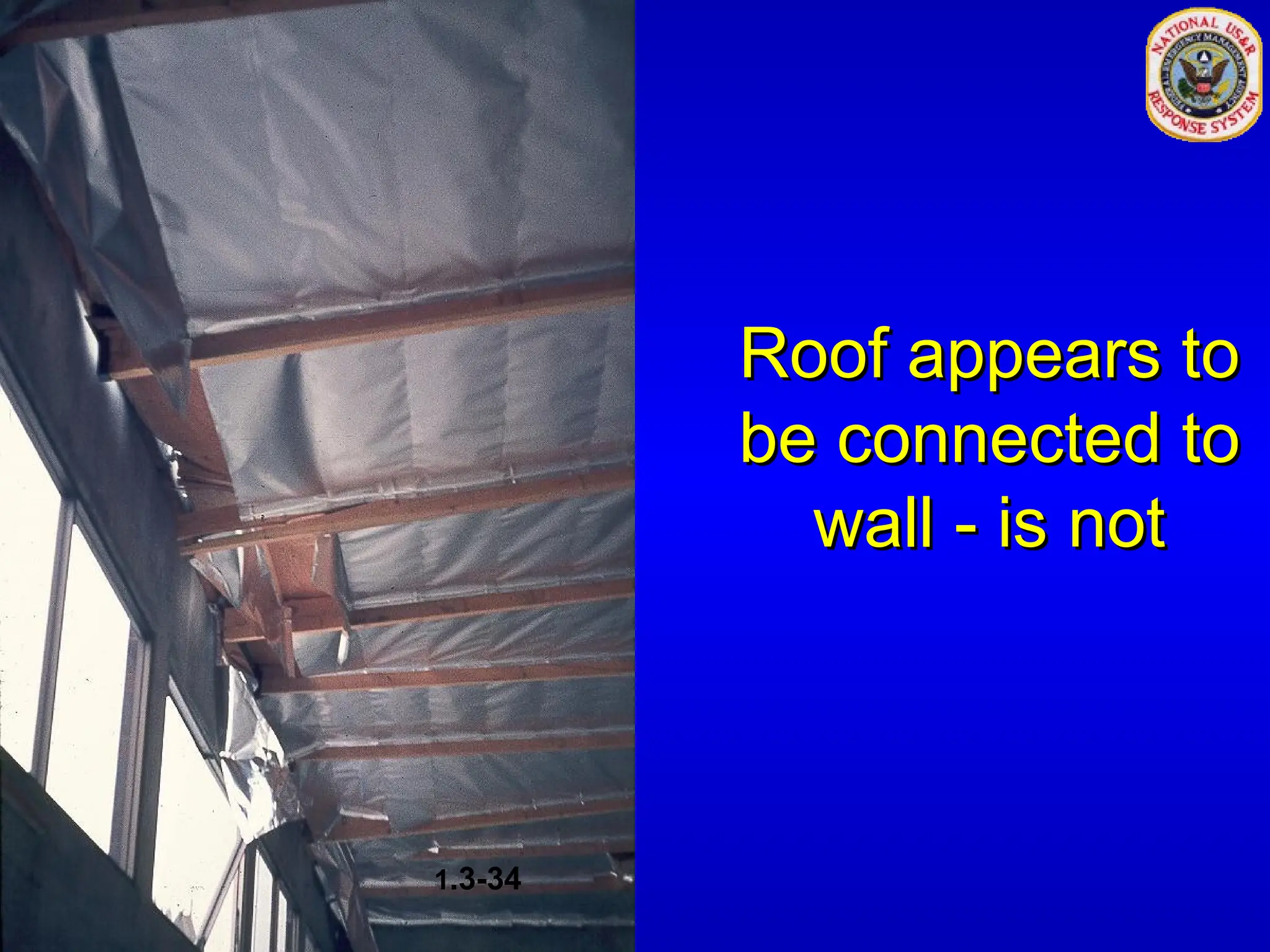 Roof appears to
Roof appears to
be connected to
be connected to
wall - is not
wall - is not
1.3-34
 