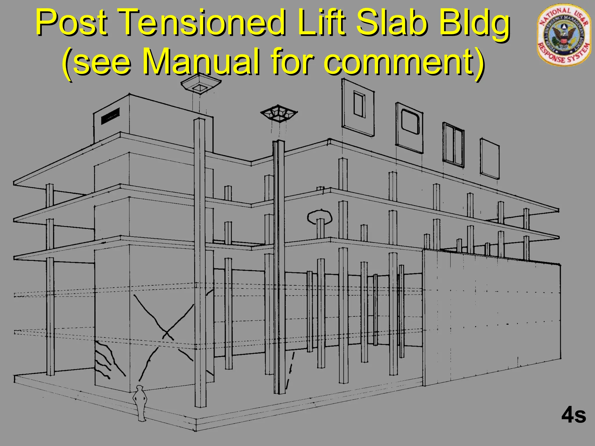 Post Tensioned Lift Slab Bldg
Post Tensioned Lift Slab Bldg
(see Manual for comment)
(see Manual for comment)
4s
 