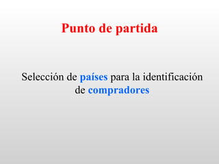 Punto de partida


Selección de países para la identificación
            de compradores
 
