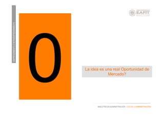 EMPRENDIMIENTOEINTRAEMPRENDIMIENTO
MAESTRÍA EN ADMINISTRACIÓN - ESCUELA ADMINISTRACIÓN
La idea es una real Oportunidad de
Mercado?
0que su plan
 