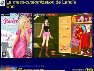 Mohamed Louadi, PhD mlouadi@louadi.com165
Emprunté de http://gkkv.com/game/8794.html on Apr. 16, 2012
La mass-customization de Land’s
End
 